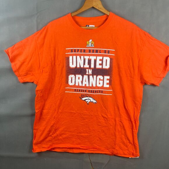 Denver Broncos NFL Team Apparel T-Shirt Men's XL Orange Short Sleeves Crew Neck - Picture 1 of 6